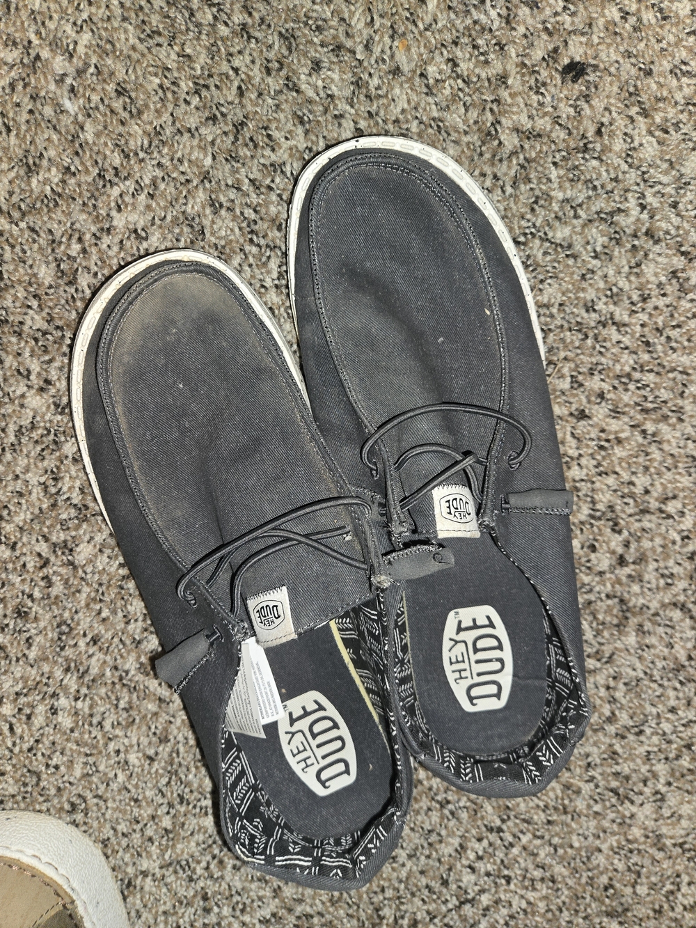 Hey Dude Black Canvas Slip-On Shoes with White Soles